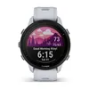A Garmin Forerunner 955 Solar smartwatch with a white band and black bezel, displaying a colorful watch face with weather and time information. Produktbild-Vorschau