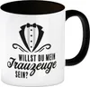 Willst du mein Trauzeuge sein Kaffeebecher in schwarz Produktbild-Vorschau 1