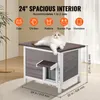 A cat house with dimensions and feature callouts. Náhled obrázku produktu