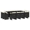 13-tlg. Garten-Essgruppe mit Kissen Schwarz Poly Rattan Produktbild-Vorschau 1