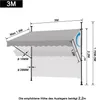 Diagram showing dimensions and features of a retractable awning. Náhled obrázku produktu