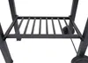 A close-up view of the lower frame and wheels of a black grill. Podgląd zdjęcia produktu