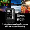 A collage of images showcasing a Lexar Professional SD card with various scenic and action shots. Voir les images du produit