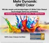 Marketing image for LG QNED Color TV technology, featuring colorful paint splashes and certification badges. Voir les images du produit