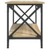 A side view of a wooden and metal side table. Podgląd zdjęcia produktu
