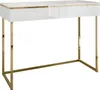 A white console table with gold accents and legs, presented against a white background. Produktbild-Vorschau