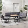home24 Loungegruppe - 5-teilig - Stahl / Webstoff - Grau Produktbild-Vorschau 1