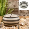 Aschenbecher - grau/weiß - gestreift - Dolomit - 13,5 cm - Produktbild-Vorschau 4