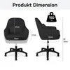 Diagrams showing the dimensions and weight capacity of a black office chair. Voir les images du produit