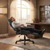 Gaming-Stuhl grau Samt ergonomisch, Massage-Lendenstütze, Produktbild-Vorschau 6