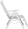 A white and light gray aluminum and outdoor fabric reclining chair is shown from the side against a white background. Produktbild-Vorschau