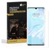 A product box for a screen protector is shown next to a smartphone displaying a screen saver. Produktbild-Vorschau