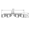 A technical drawing with dimensions of a lighting fixture. Podgląd zdjęcia produktu