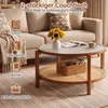 COSTWAY Couchtisch Rund 2-Ebenen, Wohnzimmertisch Holz Produktbild-Vorschau 4