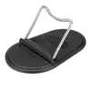 A black oval-shaped stand with a silver wire support, shown against a white background. Produktbild-Vorschau