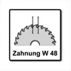 A diagram of a circular saw blade with text indicating its specifications. Voir les images du produit