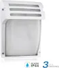 A white outdoor wall light with a frosted diffuser and a slatted top. Náhľad obrázku produktu