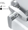 Close-up of a chrome shower faucet with color options indicated. Produktbild-Vorschau