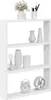 A white three-shelf bookcase with various decorative items on each shelf. Produktbild-Vorschau