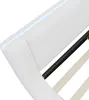 A close-up view of a white upholstered bed frame with integrated LED lighting. Náhled obrázku produktu