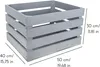 A wooden crate with dimensions indicated by text overlays. Produktbild-Vorschau
