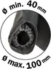 A close-up view of the end of a flexible duct or hose, showing an elasticated inner lining. Voir les images du produit