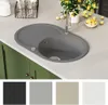 vidaXL Évier en granit simple bassin ovale gris Voir les images du produit 3