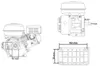 Technical drawing of an engine with dimensions. Produktbild-Vorschau