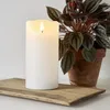 LED Stumpenkerze RUSTIC - Echtwachs - warmweiße 3D Flamme - H: 15cm - Batterie - Timer - weiß Produktbild-Vorschau