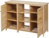 A wooden cabinet with multiple shelves and two doors, shown open. Podgląd zdjęcia produktu