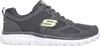 A side view of a gray Skechers athletic shoe with gold accents. Produktbild-Vorschau