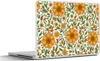MuchoWow® Laptop Aufkleber Sticker Cover Blumen - Orange - Produktbild-Vorschau 1