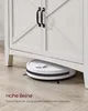 A white VASAGLE sideboard with black handles is shown with a white robot vacuum cleaner underneath it. Produktbild-Vorschau