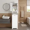 A bathroom scene with a storage cabinet, sink, and mirror. Anteprima dell’immagine prodotto