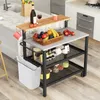 Carrello da pranzo mobile, scaffale da cucina a 4 livelli Anteprima dell’immagine prodotto 3