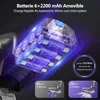 A digital illustration of a vacuum cleaner battery pack with multiple cells, accompanied by text detailing its features and performance. Voir les images du produit