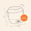 Line drawing illustration of a mini rice cooker with dimensions and volume indicated. Produktbild-Vorschau