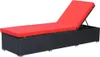 A red and black outdoor lounge chair on a white background. Voir les images du produit