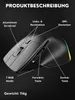 A close-up, angled view of a black gaming mouse with various features labeled in German. Produktbild-Vorschau