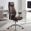 FineBuy Bürostuhl Braun Echt-Leder Schreibtischstuhl 120KG Produktbild-Vorschau 1