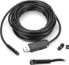 A black USB endoscope cable with a camera on one end and a USB connector on the other, coiled on a white background. Several small accessories are also visible. Produktbild-Vorschau