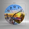 Wanduhr - Rund - Glasuhr - See Boot Wasser - 40x40cm - Produktbild-Vorschau 3