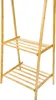 A close-up view of a wooden garment rack with two shelves. Podgląd zdjęcia produktu