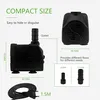 Product image showing a mini water pump with dimensions and included accessories. Produktbild-Vorschau