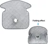 A product image showing a baby seat protector in its unfolded and folded states, with an arrow indicating the folding effect. Produktbild-Vorschau