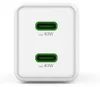 A white dual USB-C charger with green ports. Anteprima dell’immagine prodotto