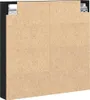 A close-up, angled view of a wall panel made of wood composite material, with black framing and metal mounting brackets visible at the top corners. Produktbild-Vorschau