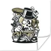 MuchoWow® Poster Vintage - Totenkopf - Hut 100x100 cm - Produktbild-Vorschau 1