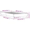 A diagram showing the dimensions of a bed frame, with measurements provided in both centimeters and inches. The bed frame is depicted in a simple, line-drawing style against a white background. Produktbild-Vorschau