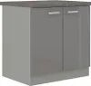 Meuble bas de cuisine deux portes 80 cm RONG - gris / gris Voir les images du produit 1